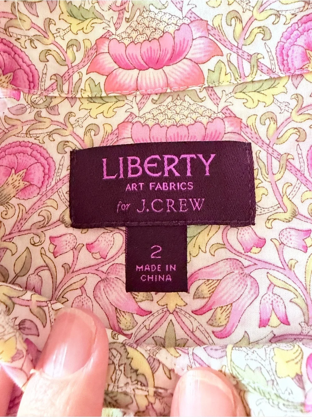 J.Crew Liberty Art Fabric Collection Women's Pink Floral Button-Up Shirt Size 2